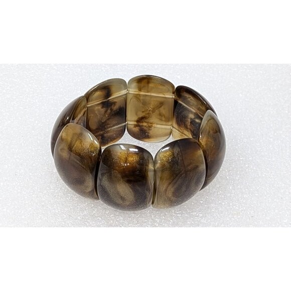 Vintage Brown Resin Stretch Bracelet - Picture 1 of 1
